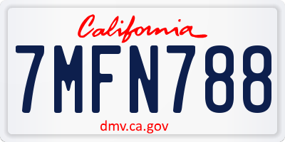 CA license plate 7MFN788