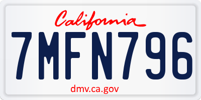 CA license plate 7MFN796
