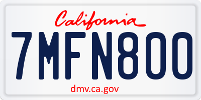 CA license plate 7MFN800
