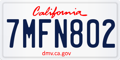 CA license plate 7MFN802