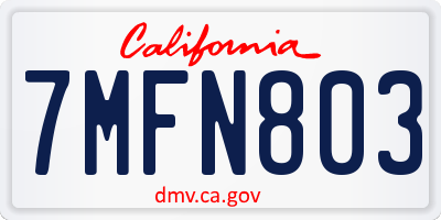 CA license plate 7MFN803