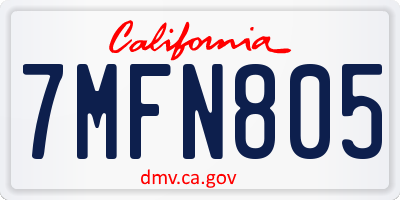 CA license plate 7MFN805