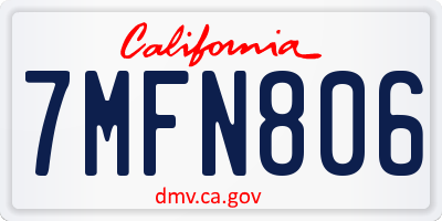 CA license plate 7MFN806