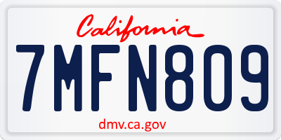 CA license plate 7MFN809