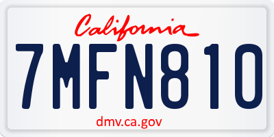 CA license plate 7MFN810