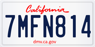 CA license plate 7MFN814