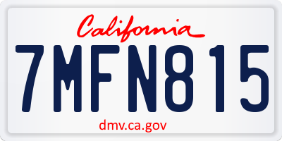 CA license plate 7MFN815