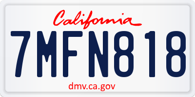 CA license plate 7MFN818