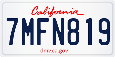 CA license plate 7MFN819