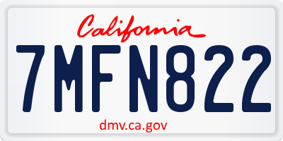 CA license plate 7MFN822