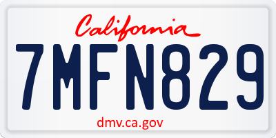 CA license plate 7MFN829