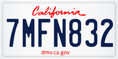 CA license plate 7MFN832