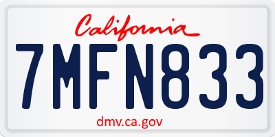 CA license plate 7MFN833
