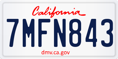 CA license plate 7MFN843