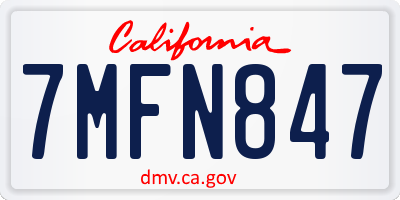 CA license plate 7MFN847