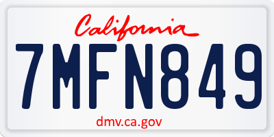 CA license plate 7MFN849
