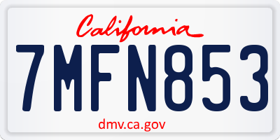 CA license plate 7MFN853