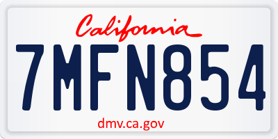 CA license plate 7MFN854