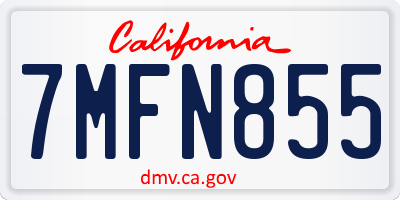 CA license plate 7MFN855