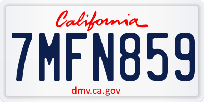 CA license plate 7MFN859