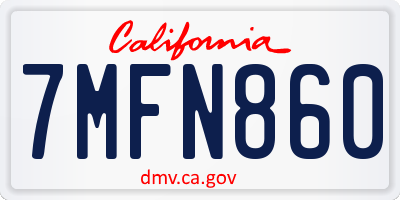CA license plate 7MFN860