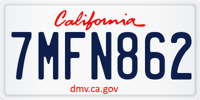 CA license plate 7MFN862