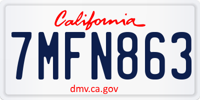 CA license plate 7MFN863