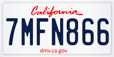 CA license plate 7MFN866