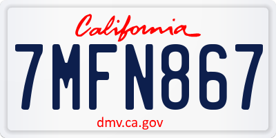 CA license plate 7MFN867