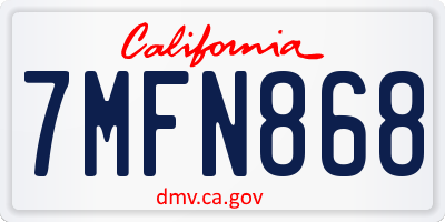 CA license plate 7MFN868