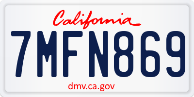 CA license plate 7MFN869