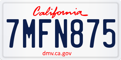 CA license plate 7MFN875