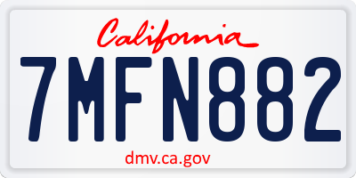 CA license plate 7MFN882