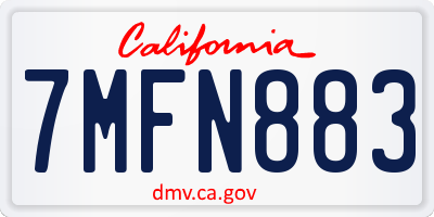 CA license plate 7MFN883