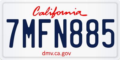 CA license plate 7MFN885