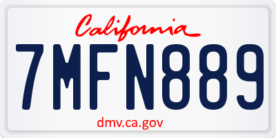 CA license plate 7MFN889