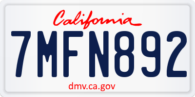 CA license plate 7MFN892