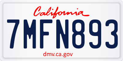 CA license plate 7MFN893
