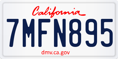 CA license plate 7MFN895