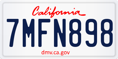 CA license plate 7MFN898
