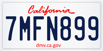CA license plate 7MFN899