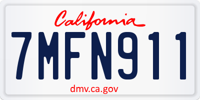 CA license plate 7MFN911