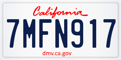 CA license plate 7MFN917