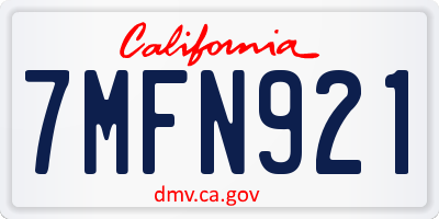 CA license plate 7MFN921