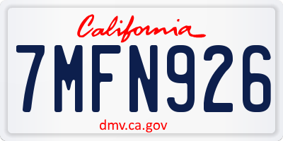 CA license plate 7MFN926