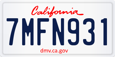 CA license plate 7MFN931