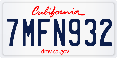 CA license plate 7MFN932