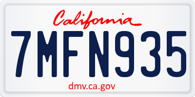 CA license plate 7MFN935