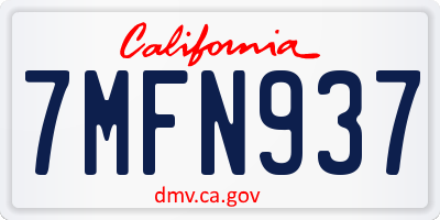 CA license plate 7MFN937