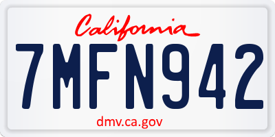 CA license plate 7MFN942
